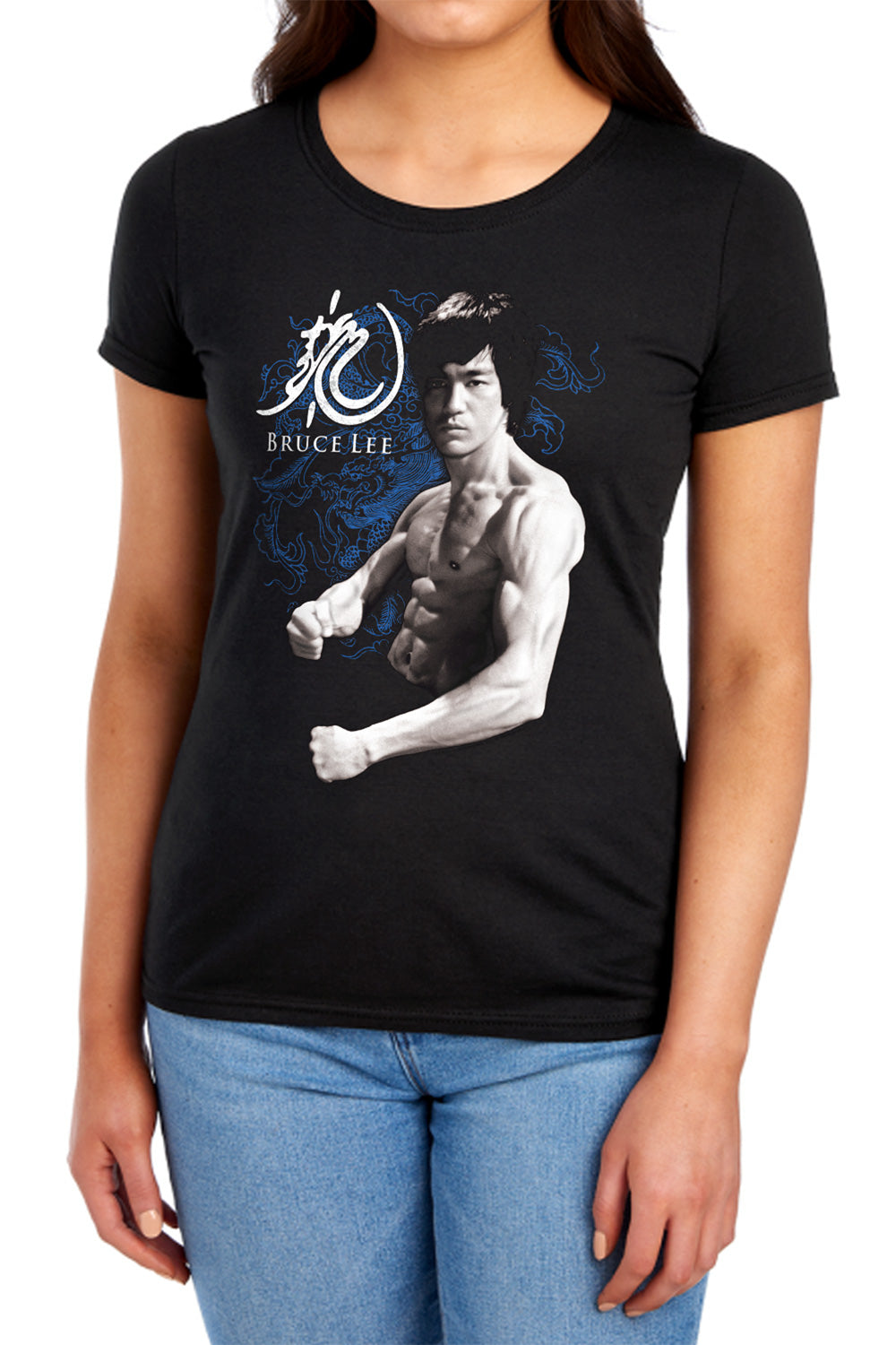 AN OFFCIALLY LICENSED BRUCE LEE DRAGON STANCE WOMEN'S REGULAR FIT T-SHIRT BLACK