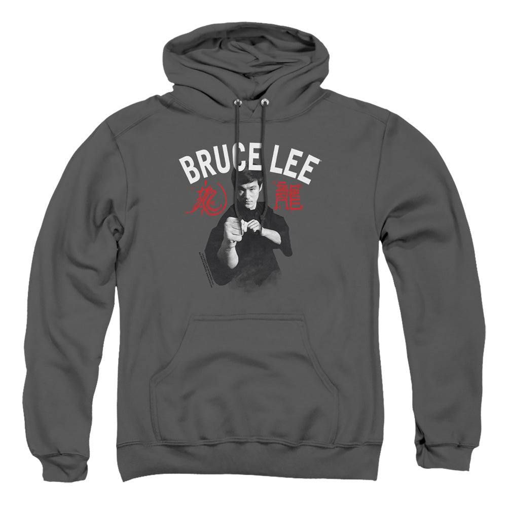 AN OFFCIALLY LICENSED BRUCE LEE READY ADULT UNISEX PULLOVER HOODIE CHARCOAL
