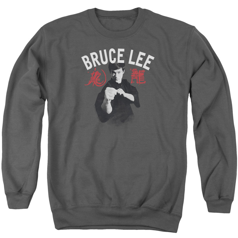 AN OFFCIALLY LICENSED BRUCE LEE READY ADULT UNISEX CREWNECK SWEATSHIRT CHARCOAL