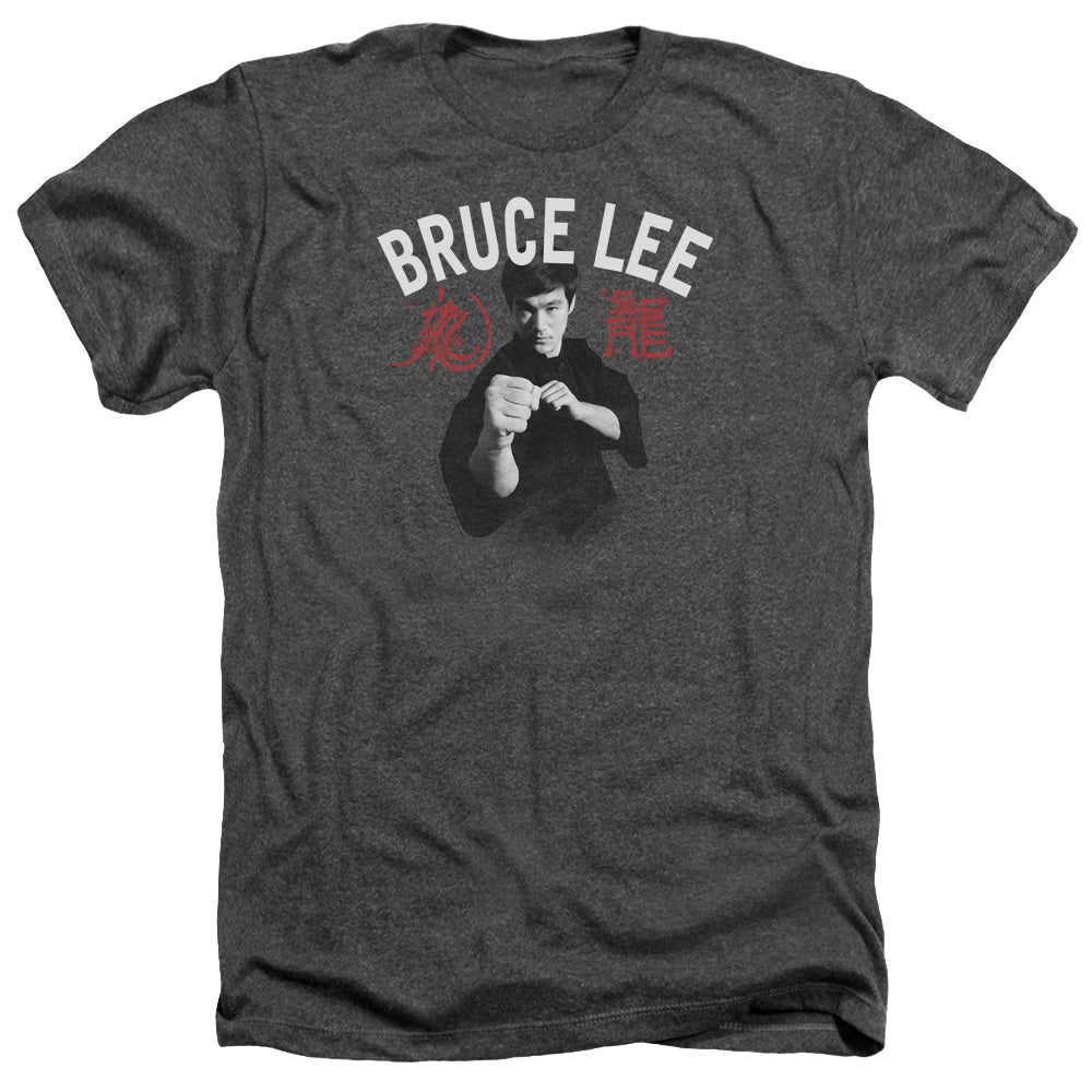 AN OFFCIALLY LICENSED BRUCE LEE READY MEN'S HEATHER T-SHIRT CHARCOAL