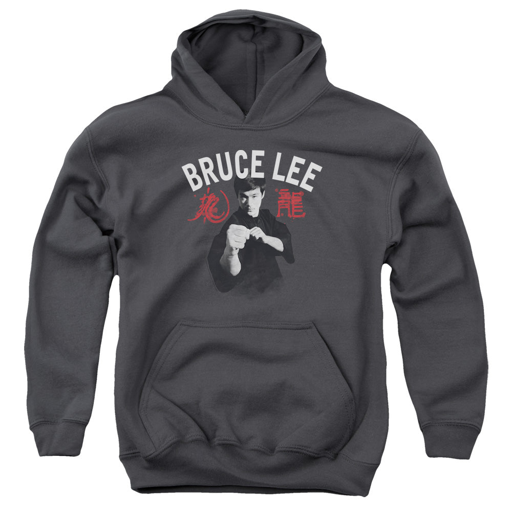 AN OFFCIALLY LICENSED BRUCE LEE READY YOUTH HOODIE CHARCOAL