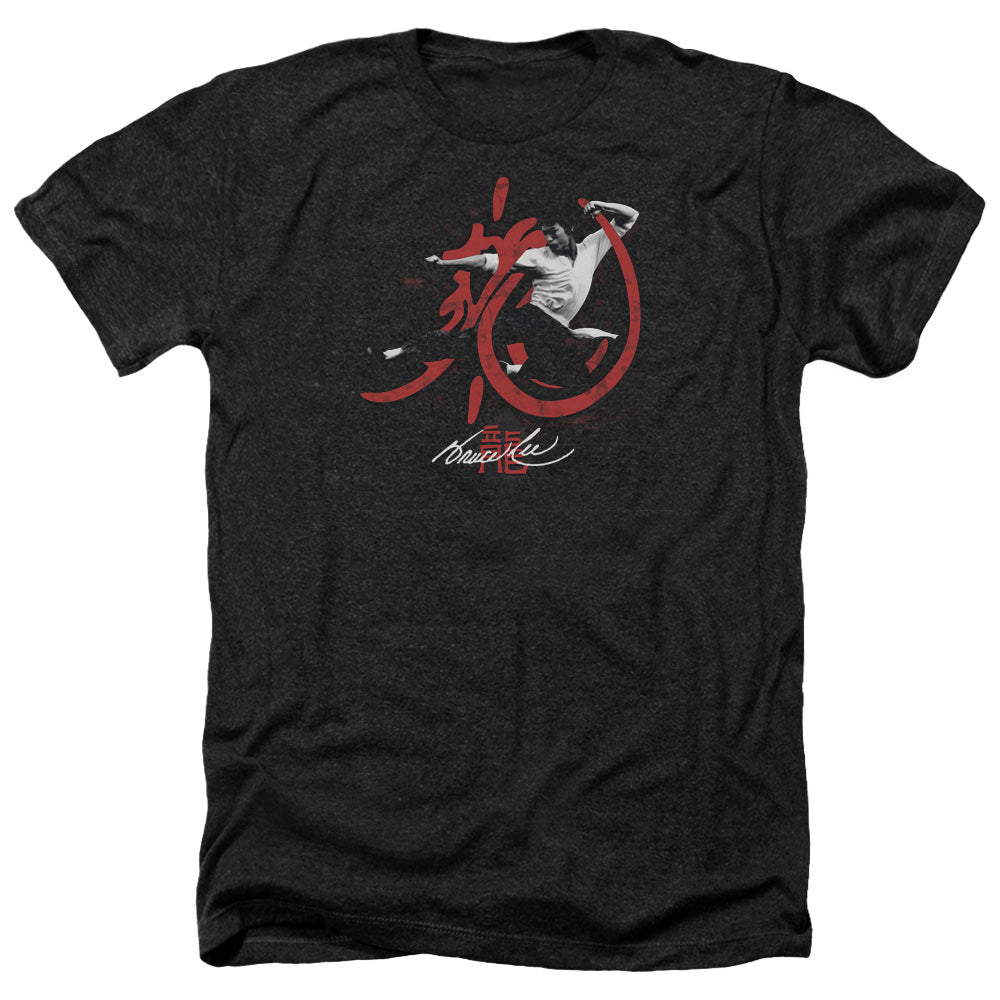 AN OFFCIALLY LICENSED BRUCE LEE HIGH FLYING MEN'S HEATHER T-SHIRT CHARCOAL