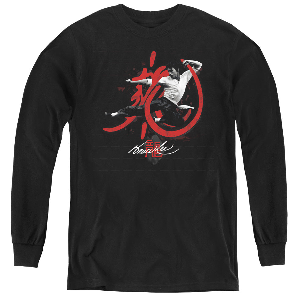 AN OFFCIALLY LICENSED BRUCE LEE HIGH FLYING YOUTH LONG SLEEVE T-SHIRT BLACK