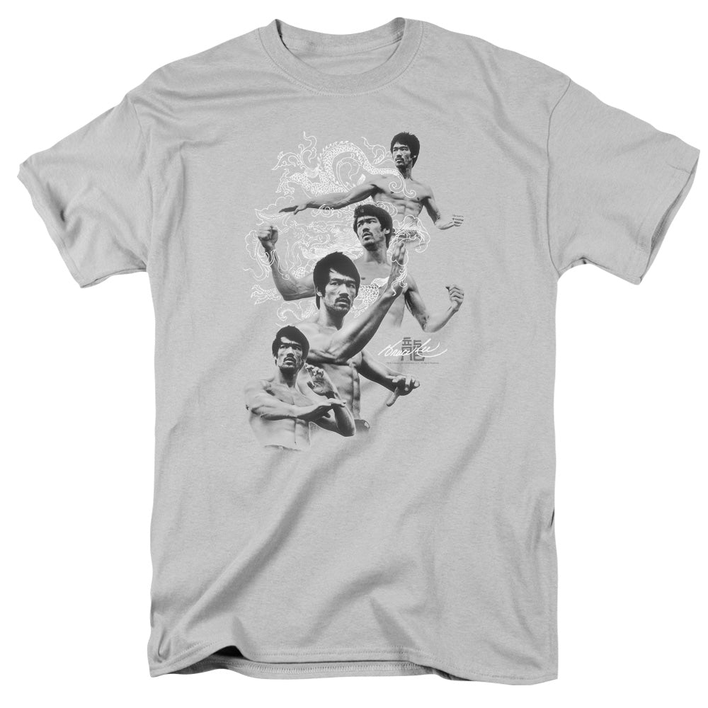 AN OFFCIALLY LICENSED BRUCE LEE IN MOTION MEN'S REGULAR FIT T-SHIRT SILVER