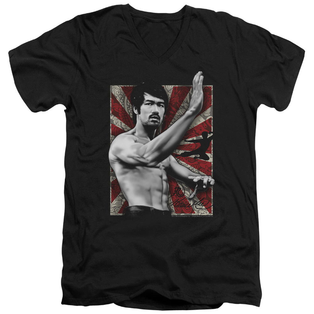 AN OFFCIALLY LICENSED BRUCE LEE CONCENTRATE MEN'S V-NECK T-SHIRT BLACK