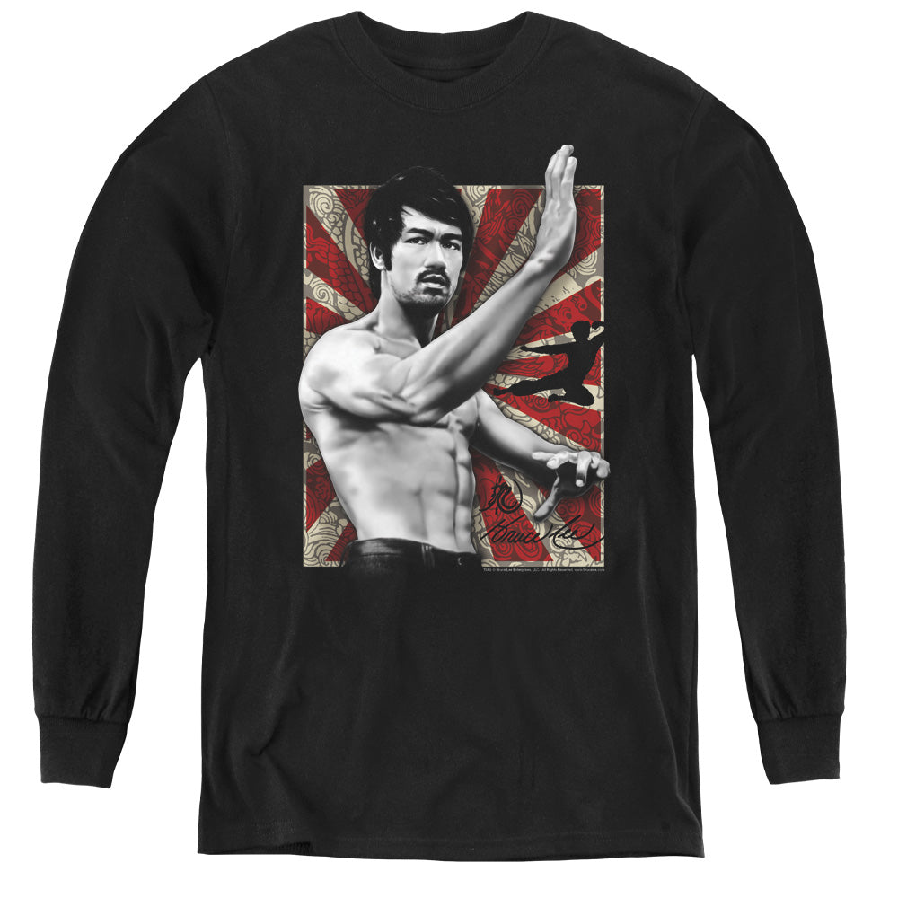 AN OFFCIALLY LICENSED BRUCE LEE CONCENTRATE YOUTH LONG SLEEVE T-SHIRT BLACK