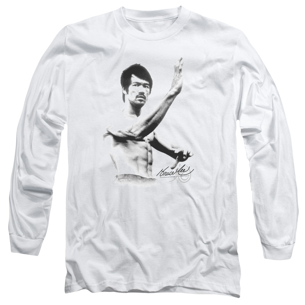 AN OFFCIALLY LICENSED BRUCE LEE SERENITY MEN'S LONG SLEEVE T-SHIRT WHITE
