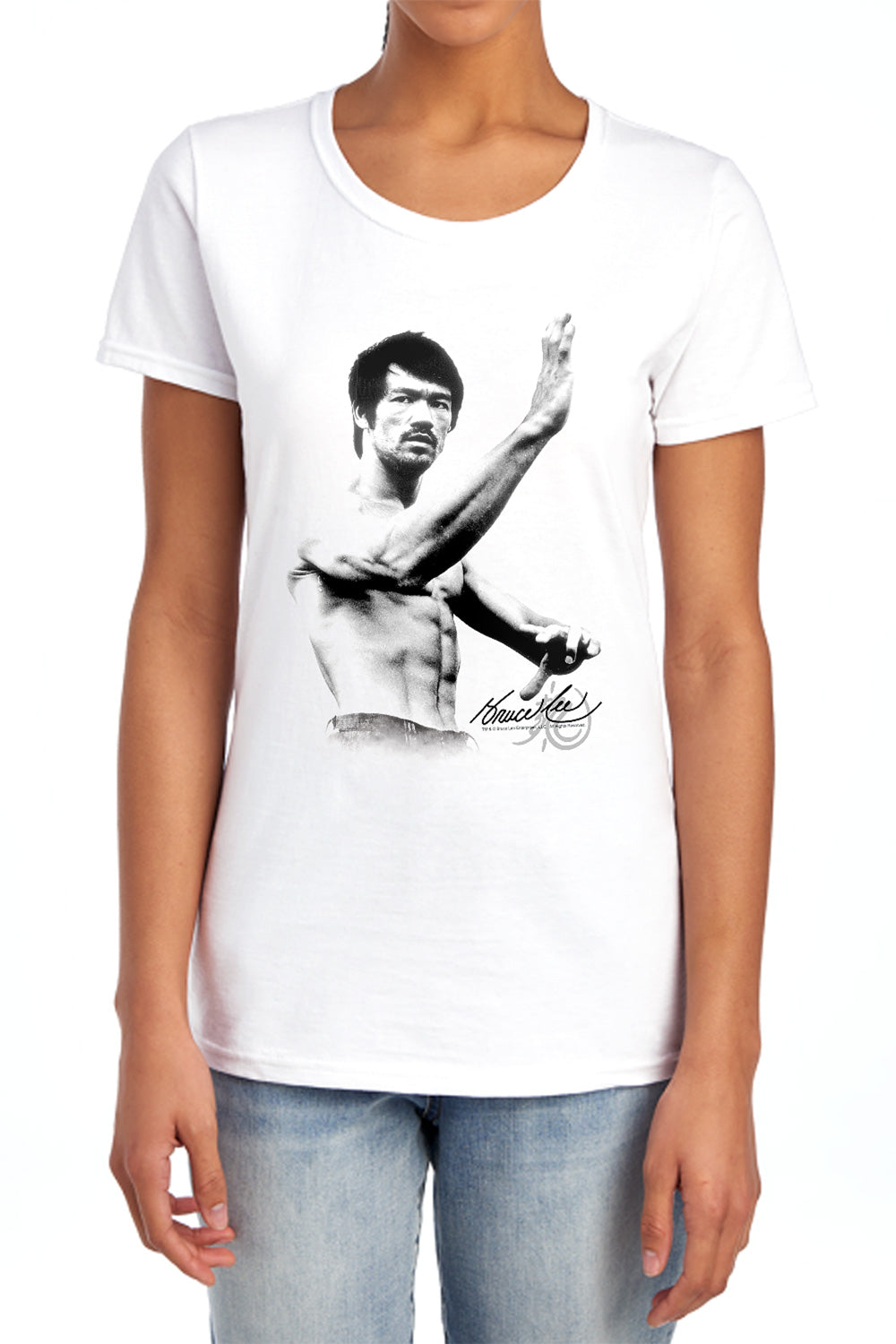 AN OFFCIALLY LICENSED BRUCE LEE SERENITY WOMEN'S REGULAR FIT T-SHIRT WHITE