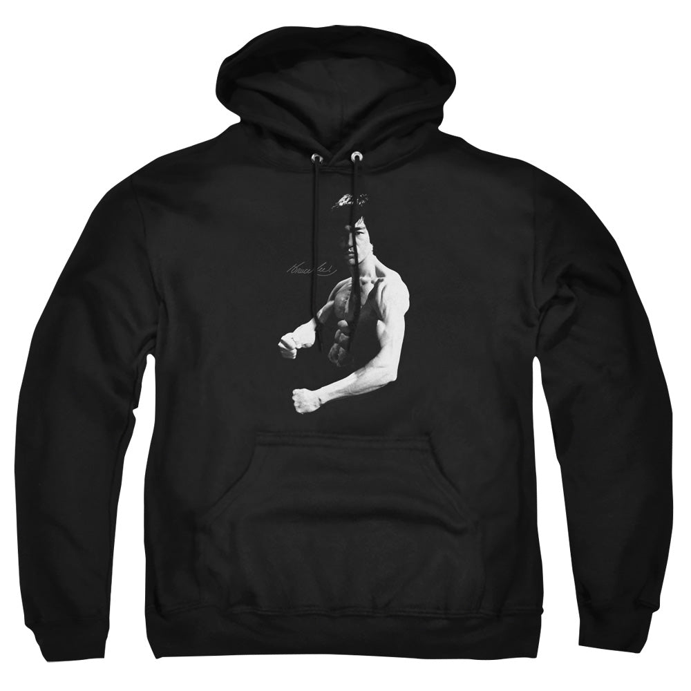 AN OFFCIALLY LICENSED BRUCE LEE STANCE ADULT UNISEX PULLOVER HOODIE BLACK