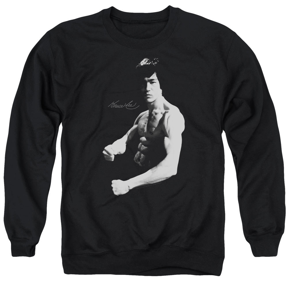 AN OFFCIALLY LICENSED BRUCE LEE STANCE ADULT UNISEX CREWNECK SWEATSHIRT BLACK