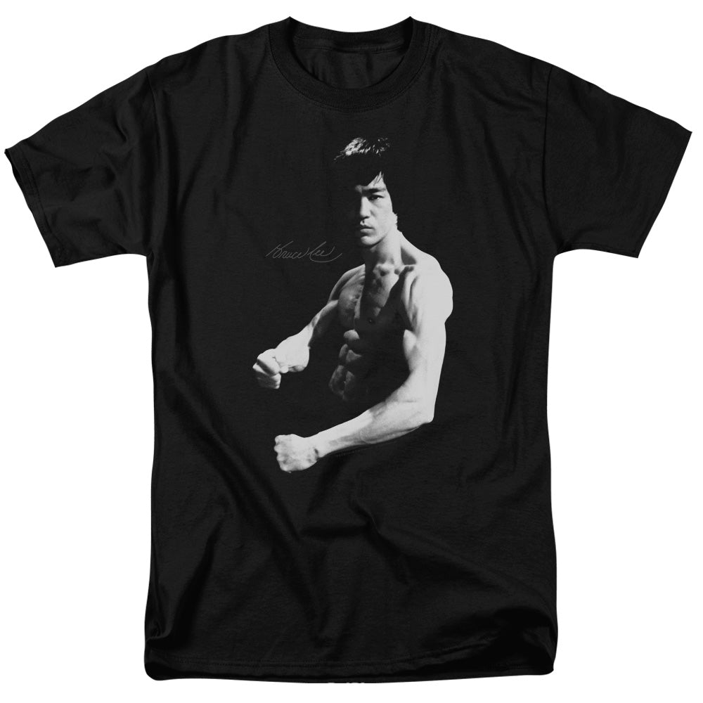 AN OFFCIALLY LICENSED BRUCE LEE STANCE MEN'S REGULAR FIT T-SHIRT BLACK