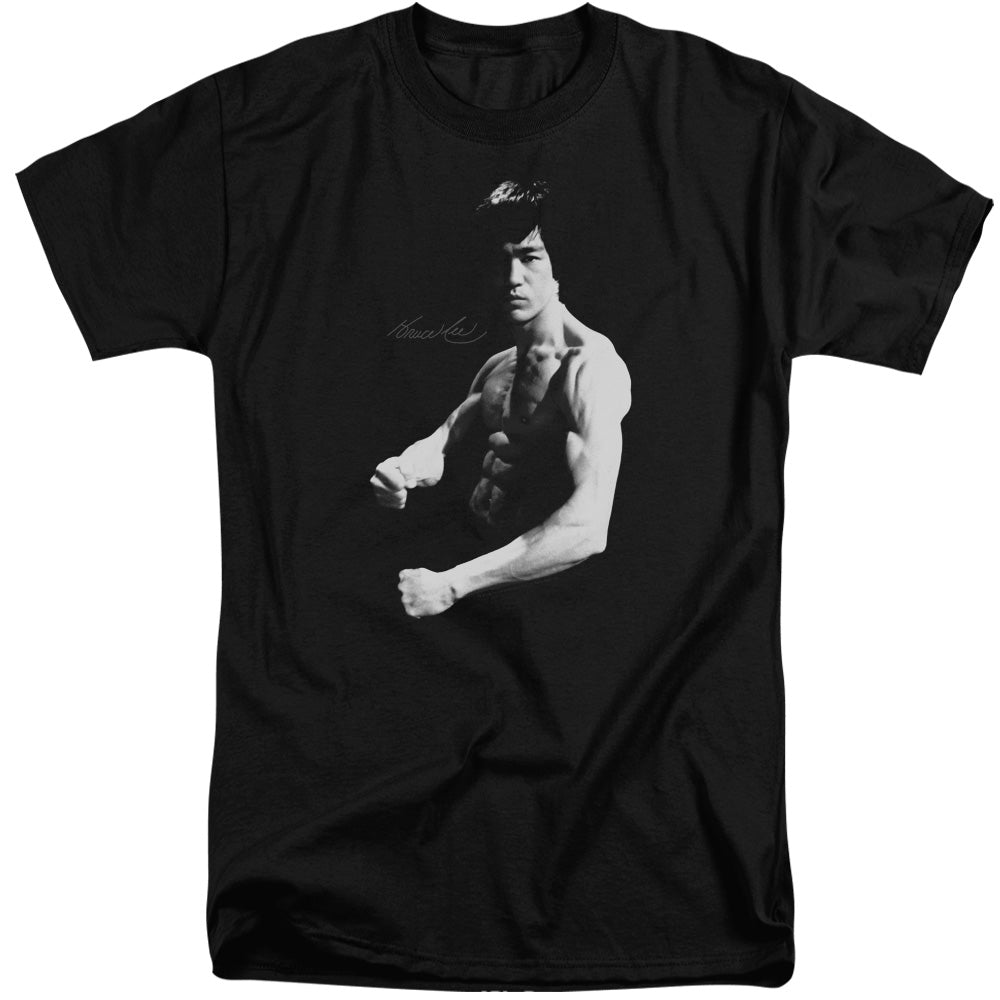 AN OFFCIALLY LICENSED BRUCE LEE STANCE MEN'S TALL FIT T-SHIRT BLACK