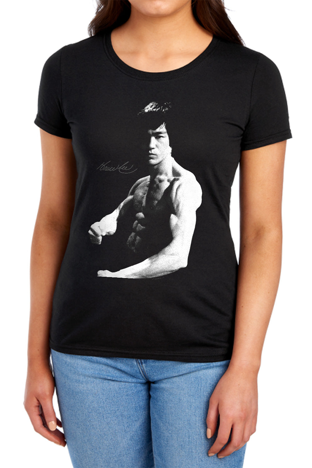AN OFFCIALLY LICENSED BRUCE LEE STANCE WOMEN'S REGULAR FIT T-SHIRT BLACK