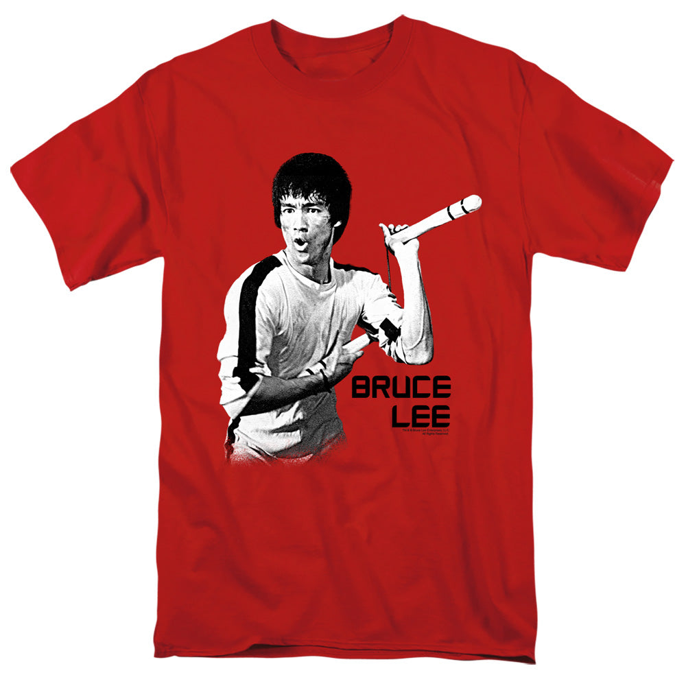 AN OFFCIALLY LICENSED BRUCE LEE NUNCHUCKS MEN'S REGULAR FIT T-SHIRT RED