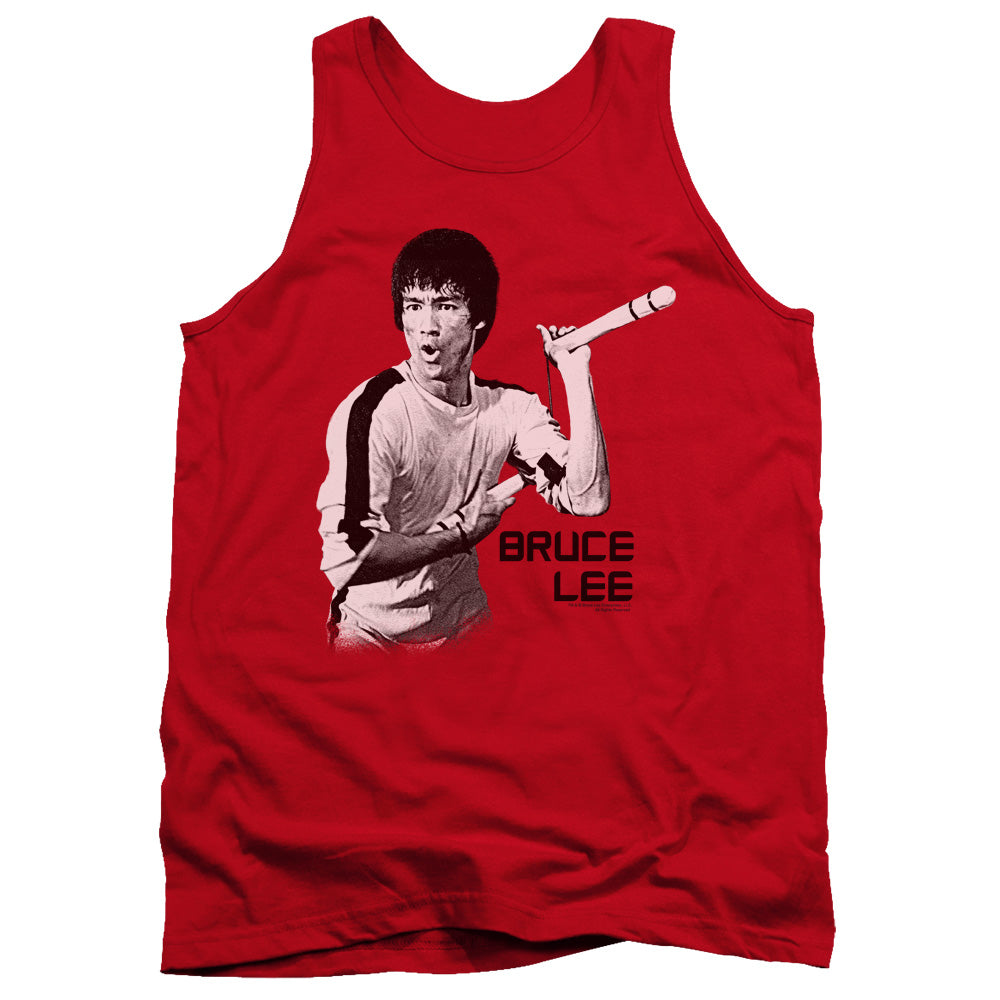AN OFFCIALLY LICENSED BRUCE LEE NUNCHUCKS ADULT UNISEX TANK TOP RED