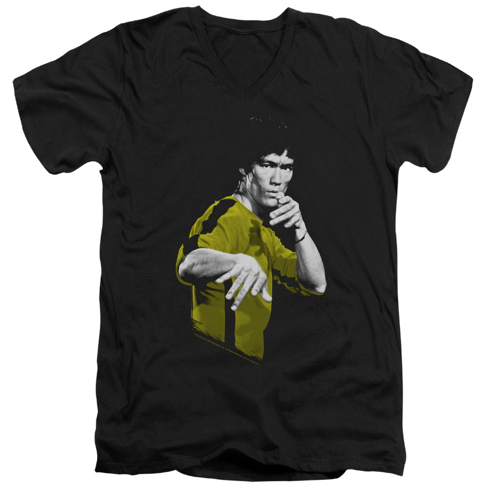 AN OFFCIALLY LICENSED BRUCE LEE SUIT OF DEATH MEN'S V-NECK T-SHIRT BLACK