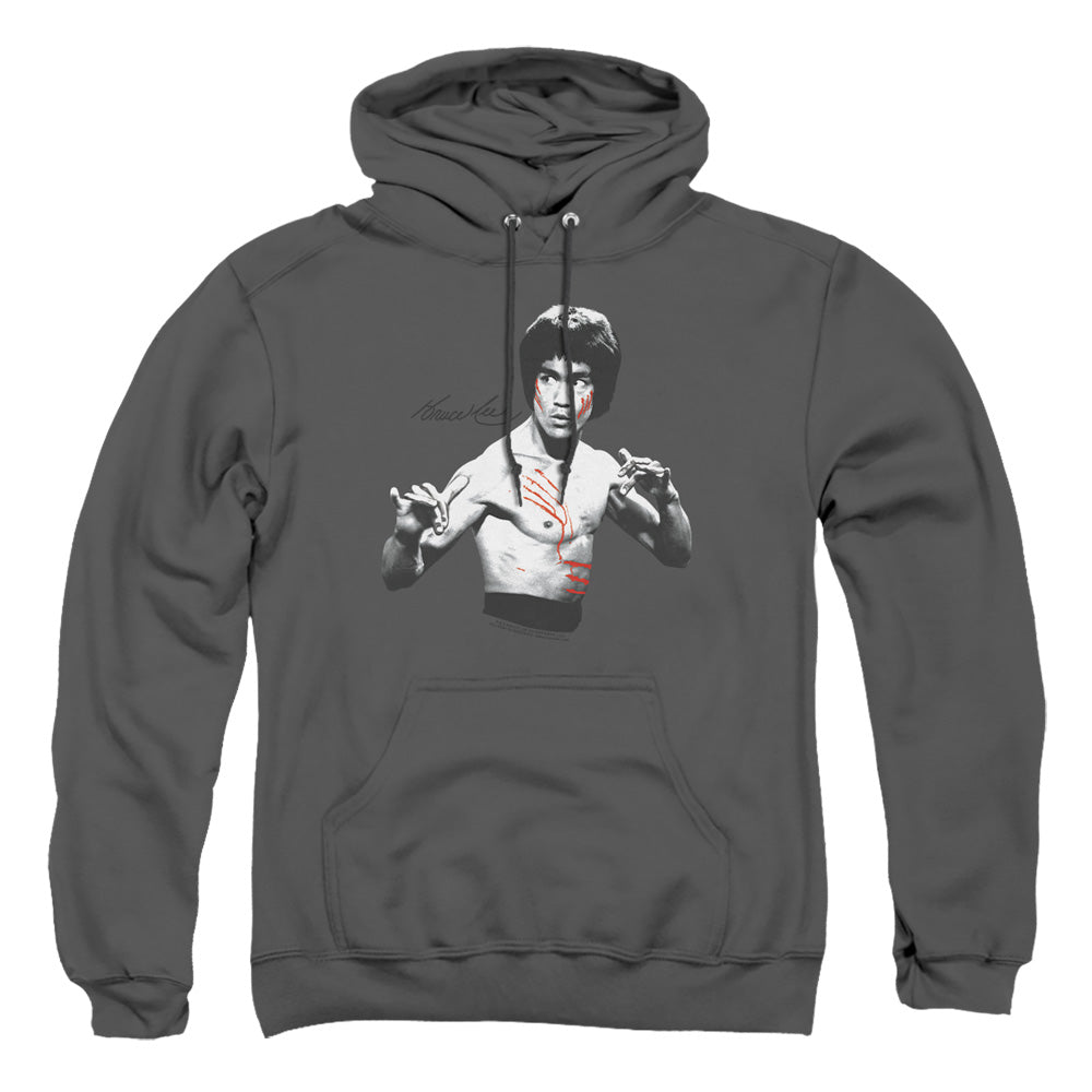 AN OFFCIALLY LICENSED BRUCE LEE FINAL CONFRONTATION ADULT UNISEX PULLOVER HOODIE CHARCOAL