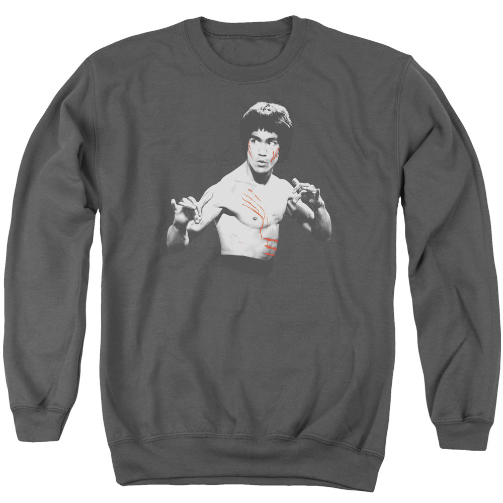 AN OFFCIALLY LICENSED BRUCE LEE FINAL CONFRONTATION ADULT UNISEX CREWNECK SWEATSHIRT CHARCOAL