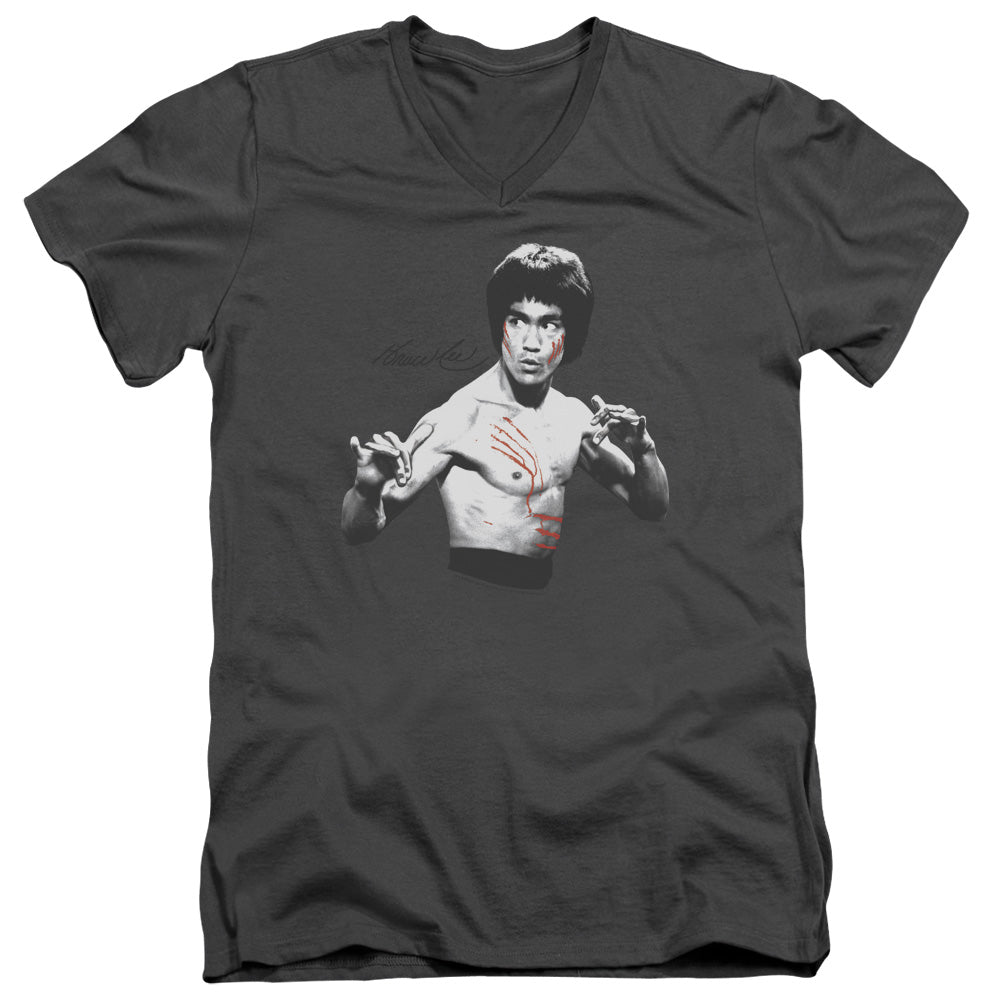AN OFFCIALLY LICENSED BRUCE LEE FINAL CONFRONTATION MEN'S V-NECK T-SHIRT CHARCOAL