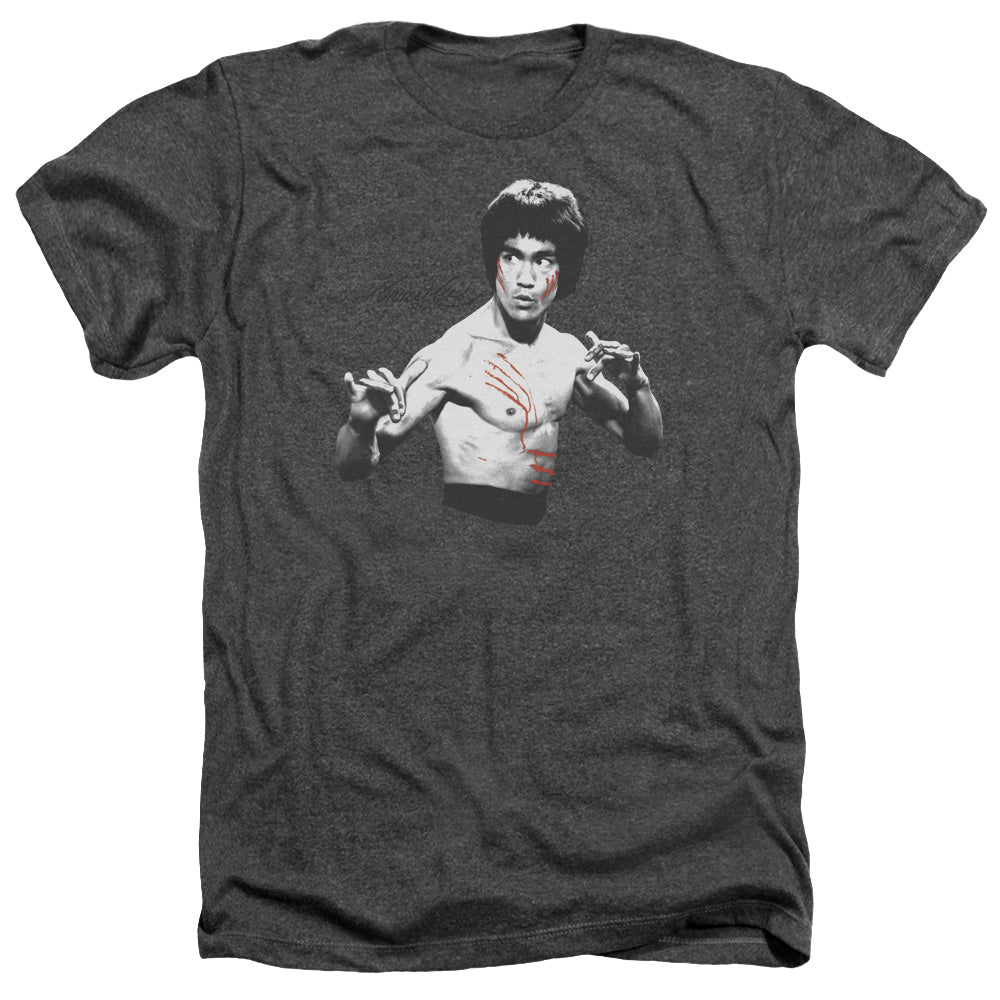 AN OFFCIALLY LICENSED BRUCE LEE FINAL CONFRONTATION MEN'S HEATHER T-SHIRT CHARCOAL