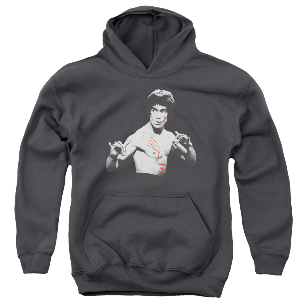 AN OFFCIALLY LICENSED BRUCE LEE FINAL CONFRONTATION YOUTH HOODIE CHARCOAL