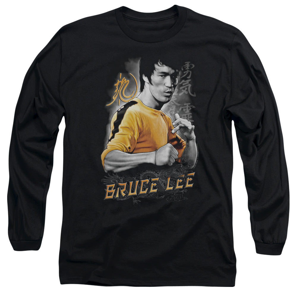 AN OFFCIALLY LICENSED BRUCE LEE YELLOW DRAGON MEN'S LONG SLEEVE T-SHIRT BLACK