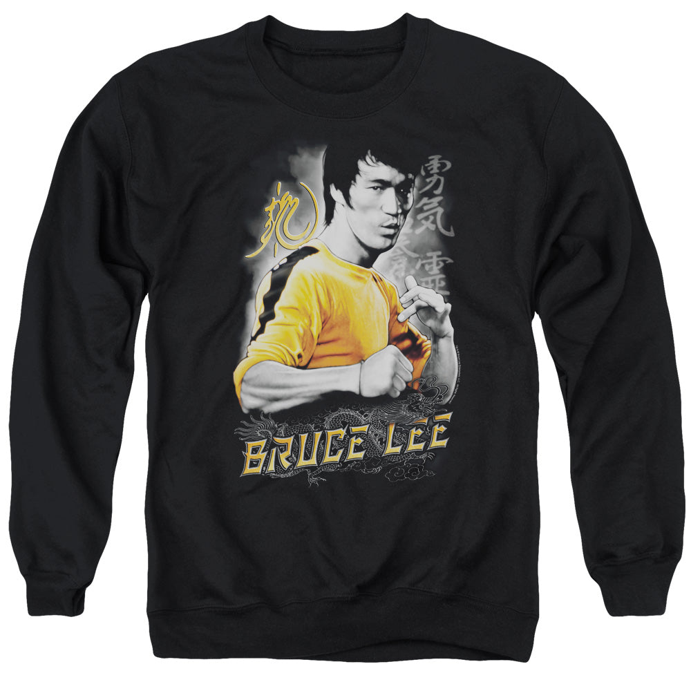AN OFFCIALLY LICENSED BRUCE LEE YELLOW DRAGON ADULT UNISEX CREWNECK SWEATSHIRT BLACK