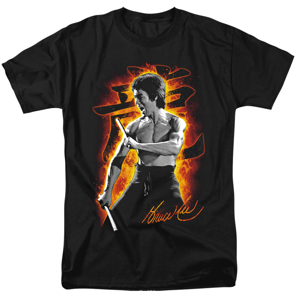 AN OFFCIALLY LICENSED BRUCE LEE DRAGON FIRE MEN'S REGULAR FIT T-SHIRT BLACK