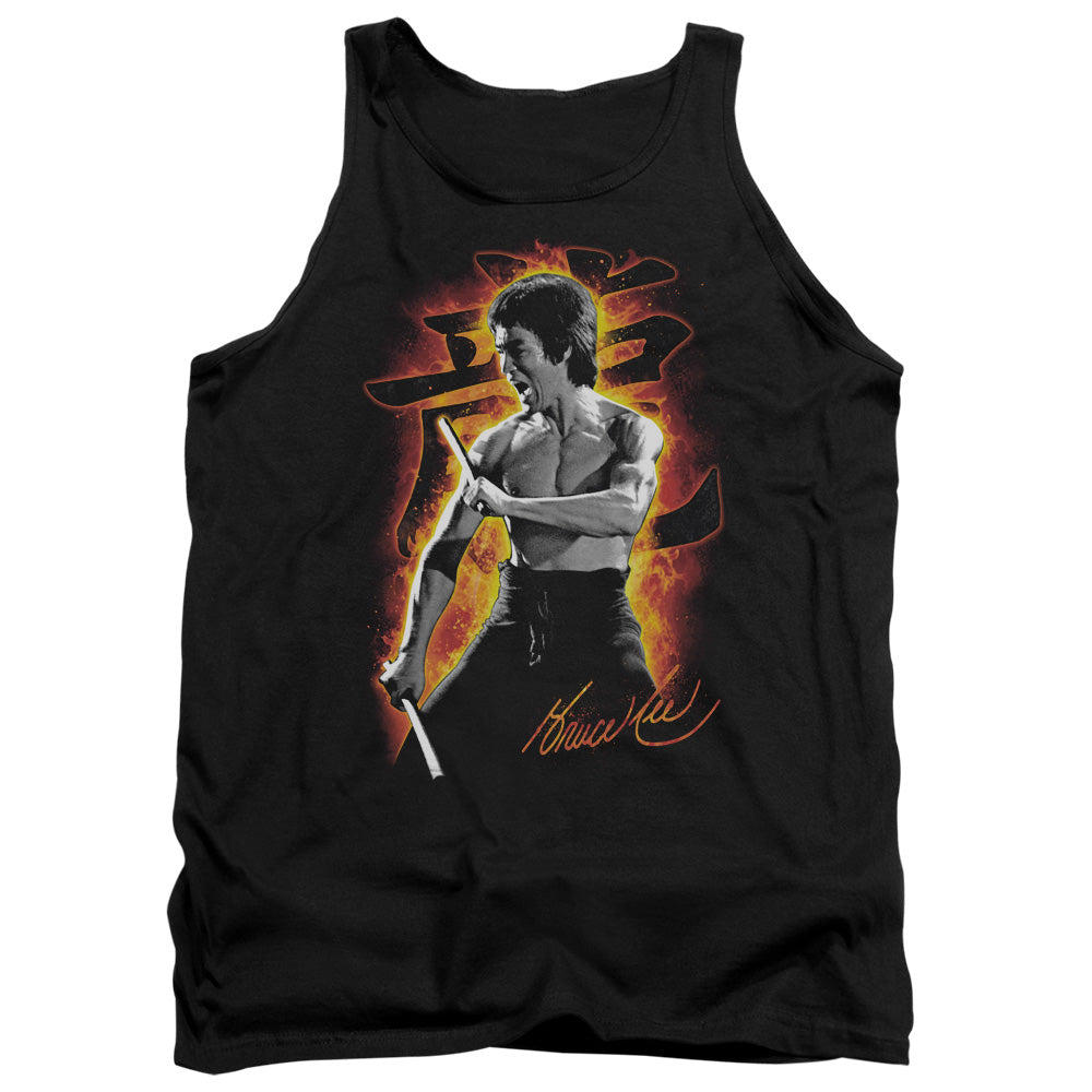 AN OFFCIALLY LICENSED BRUCE LEE DRAGON FIRE ADULT UNISEX TANK TOP BLACK