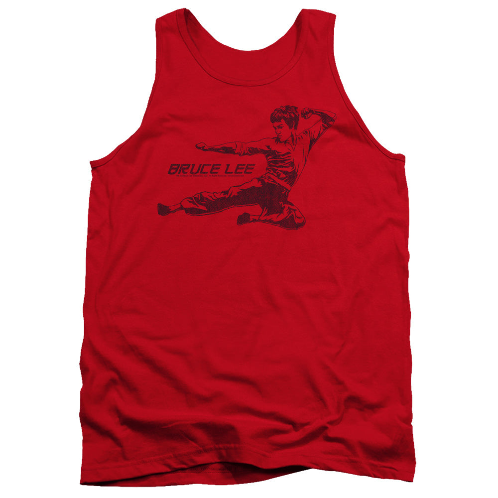 AN OFFCIALLY LICENSED BRUCE LEE LINE KICK ADULT UNISEX TANK TOP RED