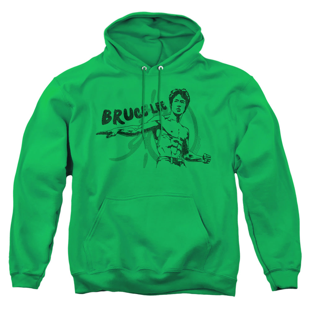 AN OFFCIALLY LICENSED BRUCE LEE BRUSH LEE ADULT UNISEX PULLOVER HOODIE KELLY GREEN