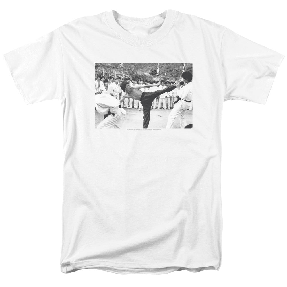 AN OFFCIALLY LICENSED BRUCE LEE KICK TO THE HEAD MEN'S REGULAR FIT T-SHIRT WHITE