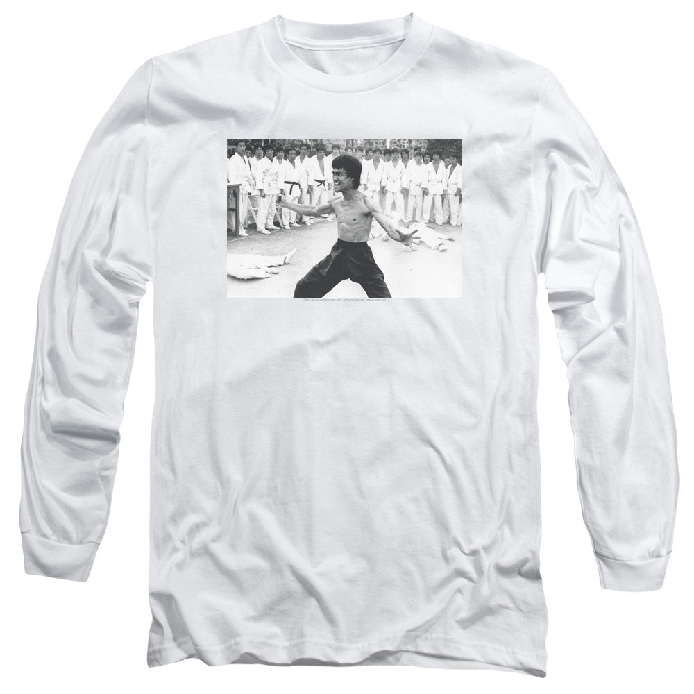 AN OFFCIALLY LICENSED BRUCE LEE TRIUMPHANT MEN'S LONG SLEEVE T-SHIRT WHITE