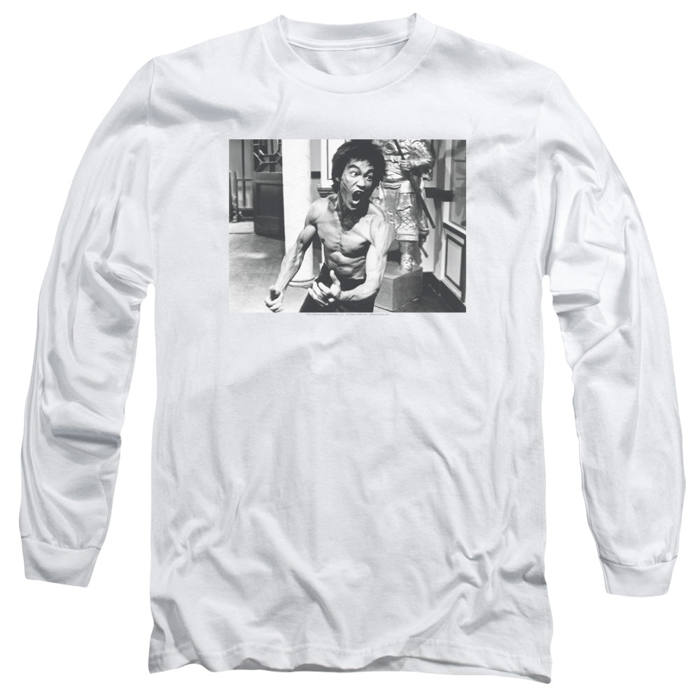 AN OFFCIALLY LICENSED BRUCE LEE FULL OF FURY MEN'S LONG SLEEVE T-SHIRT WHITE