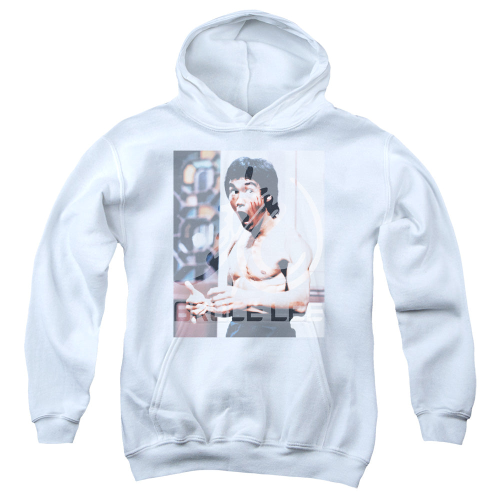 AN OFFCIALLY LICENSED BRUCE LEE REVVING UP YOUTH HOODIE WHITE