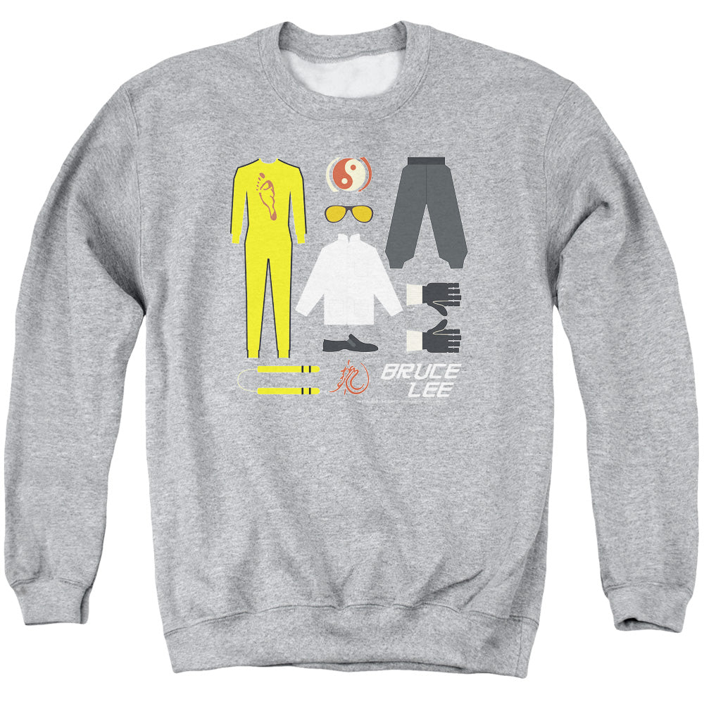 AN OFFCIALLY LICENSED BRUCE LEE LEE GIFT SET ADULT UNISEX CREWNECK SWEATSHIRT ATHLETIC HEATHER