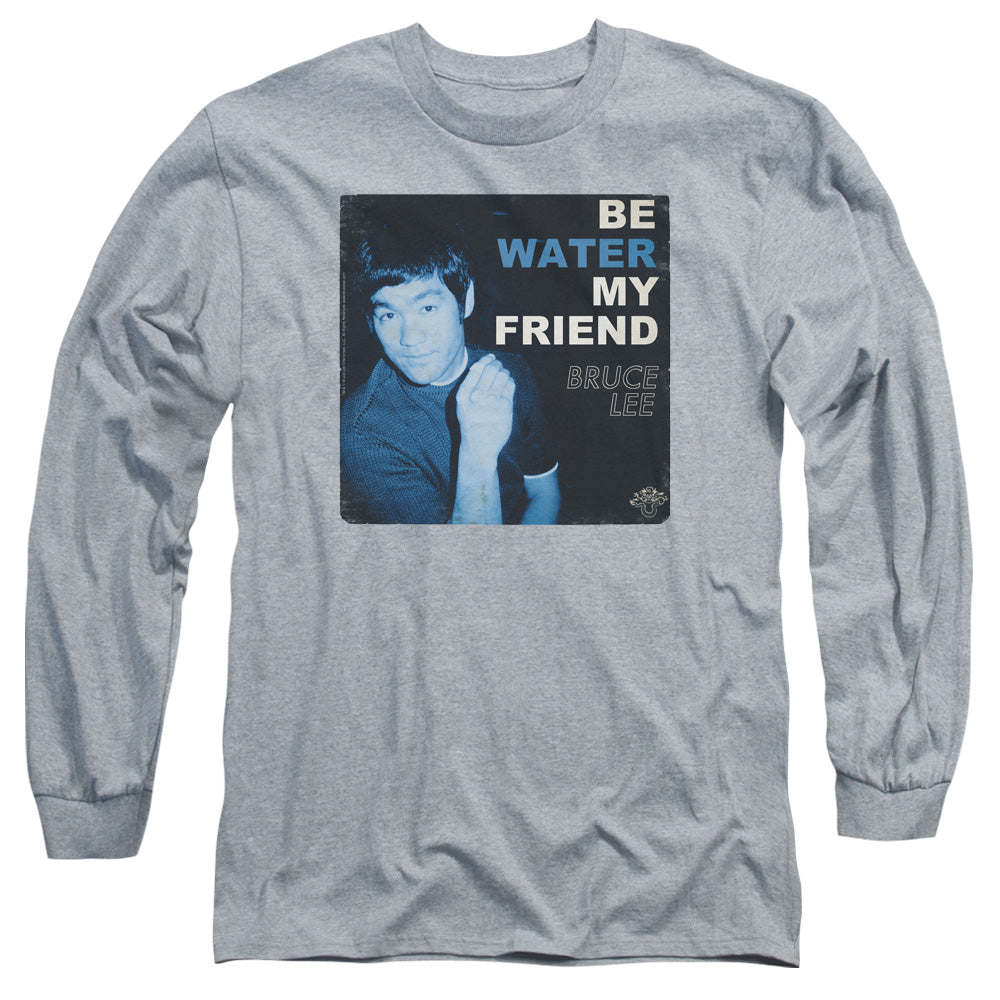 AN OFFCIALLY LICENSED BRUCE LEE WATER MEN'S LONG SLEEVE T-SHIRT ATHLETIC HEATHER