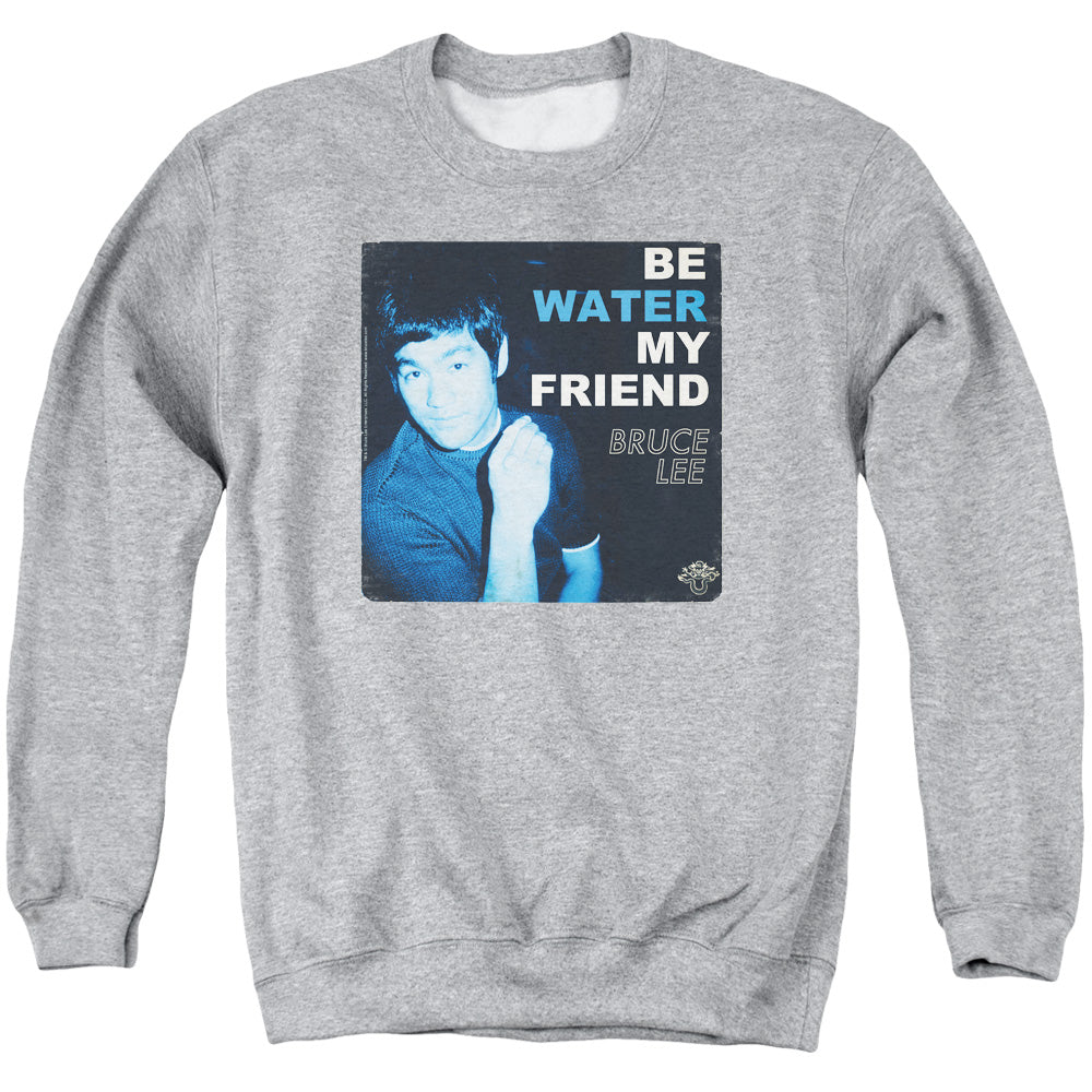 AN OFFCIALLY LICENSED BRUCE LEE WATER ADULT UNISEX CREWNECK SWEATSHIRT ATHLETIC HEATHER