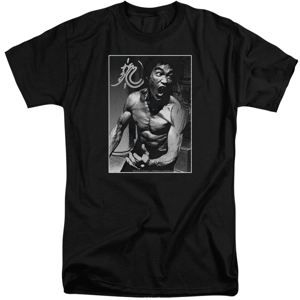 AN OFFCIALLY LICENSED BRUCE LEE FOCUSED RAGE MEN'S TALL FIT T-SHIRT BLACK