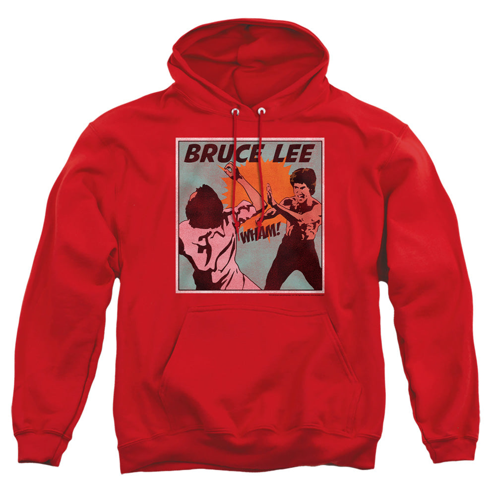 AN OFFCIALLY LICENSED BRUCE LEE COMIC PANEL ADULT UNISEX PULLOVER HOODIE RED