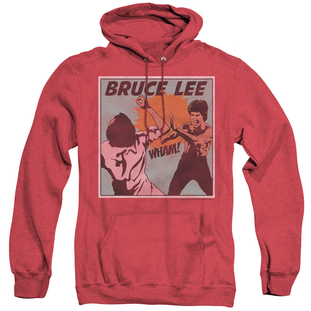 AN OFFCIALLY LICENSED BRUCE LEE COMIC PANEL ADULT UNISEX HEATHER PULLOVER HOODIE RED