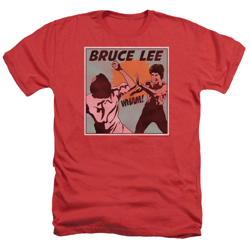 AN OFFCIALLY LICENSED BRUCE LEE COMIC PANEL MEN'S HEATHER T-SHIRT RED