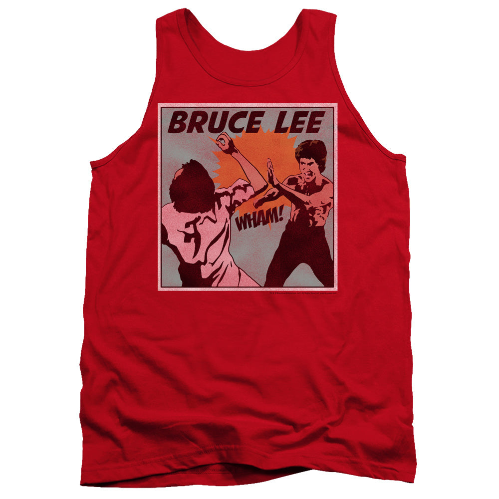 AN OFFCIALLY LICENSED BRUCE LEE COMIC PANEL ADULT UNISEX TANK TOP RED