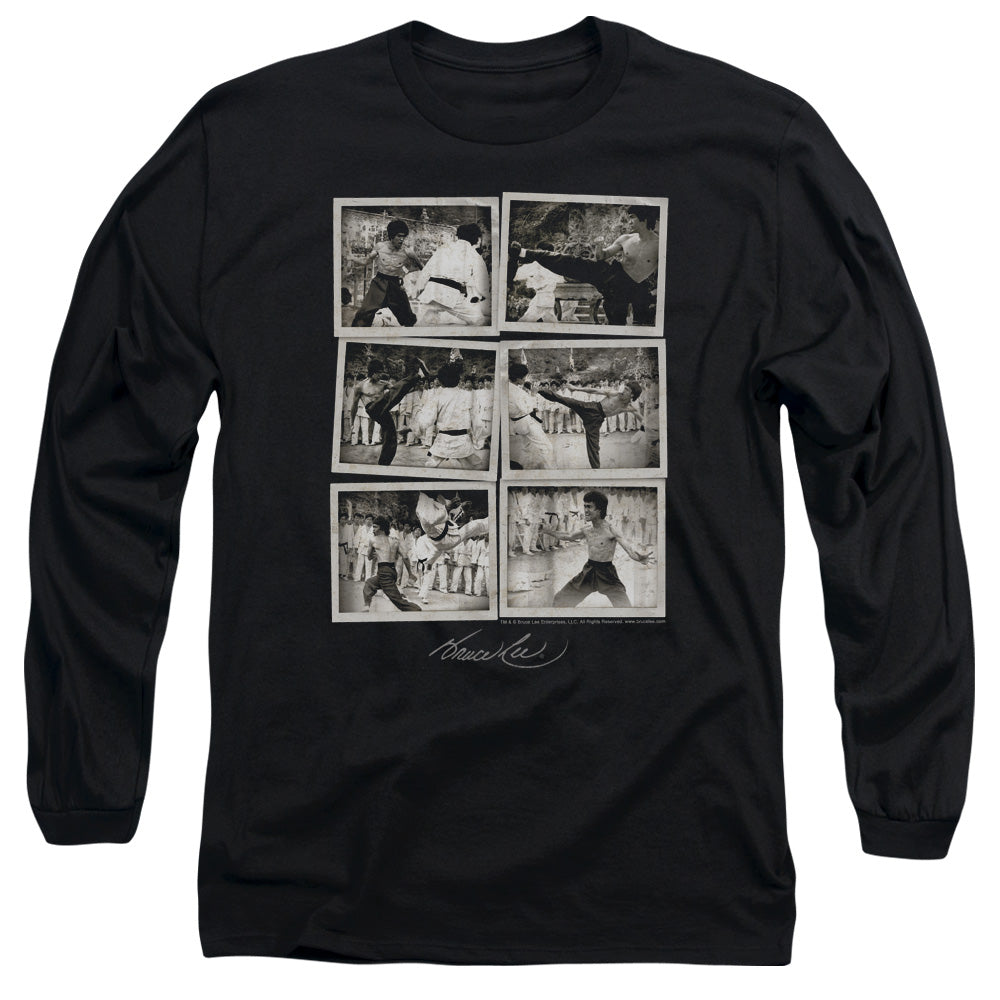 AN OFFCIALLY LICENSED BRUCE LEE SNAP SHOTS MEN'S LONG SLEEVE T-SHIRT BLACK