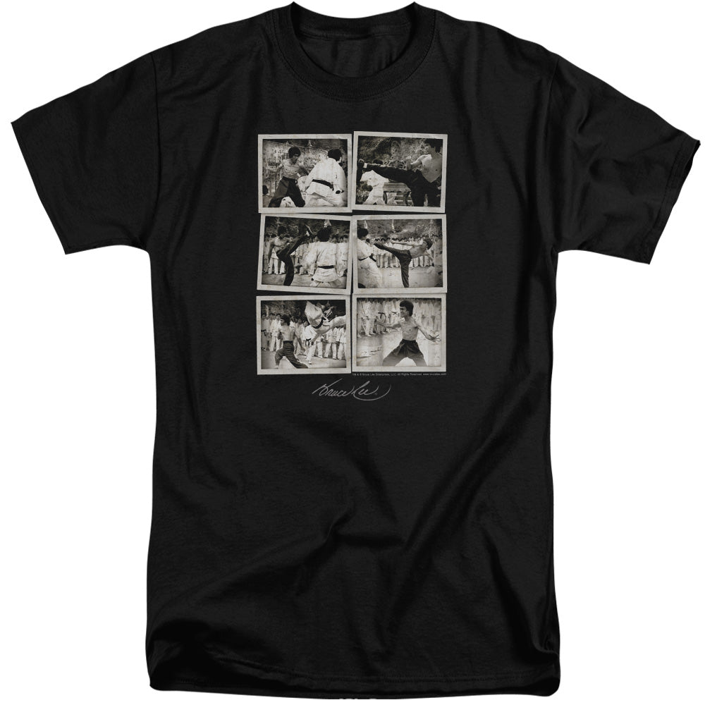 AN OFFCIALLY LICENSED BRUCE LEE SNAP SHOTS MEN'S TALL FIT T-SHIRT BLACK