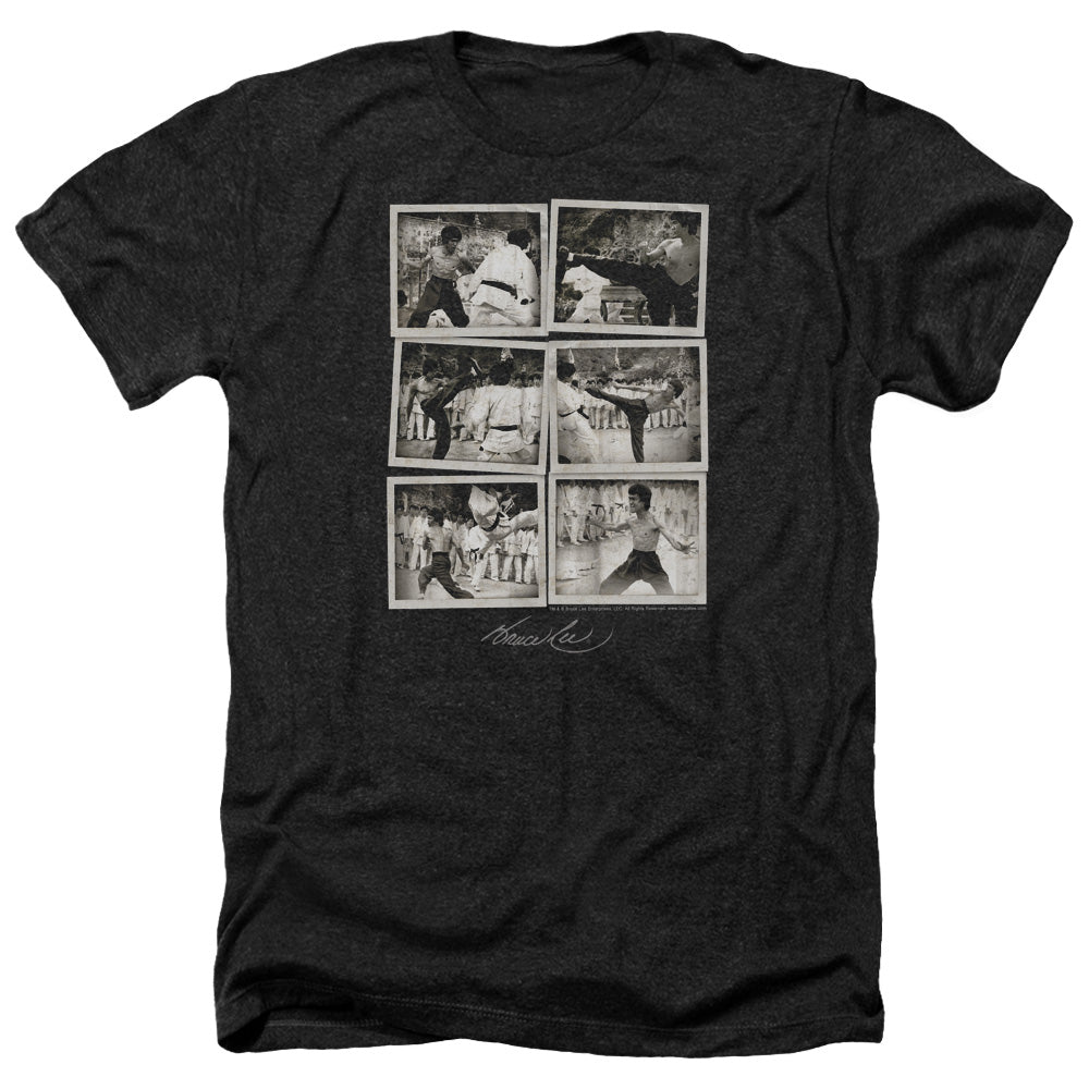 AN OFFCIALLY LICENSED BRUCE LEE SNAP SHOTS MEN'S HEATHER T-SHIRT CHARCOAL