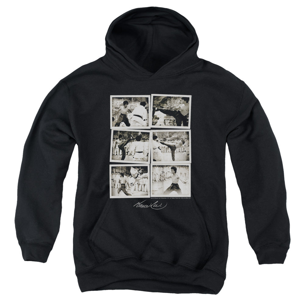 AN OFFCIALLY LICENSED BRUCE LEE SNAP SHOTS YOUTH HOODIE BLACK