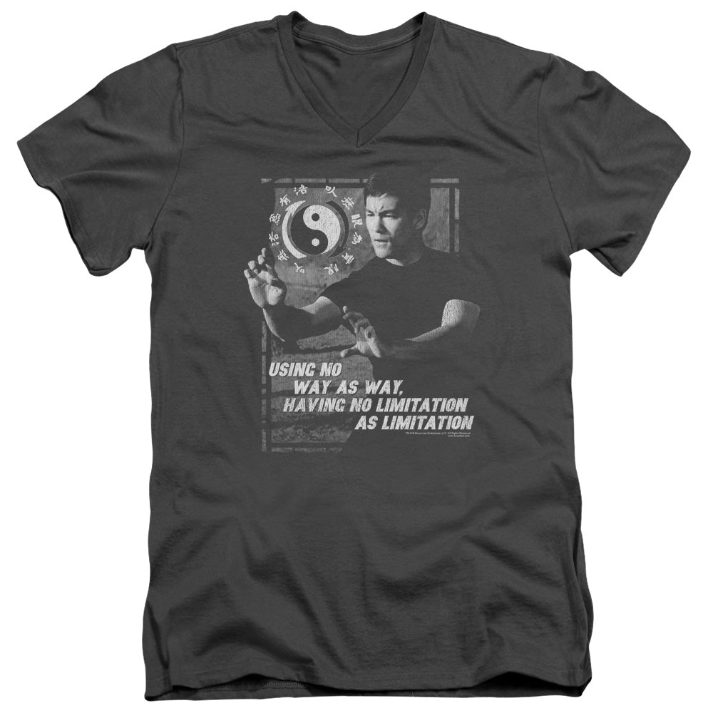 AN OFFCIALLY LICENSED BRUCE LEE NO WAY AS A WAY MEN'S V-NECK T-SHIRT CHARCOAL