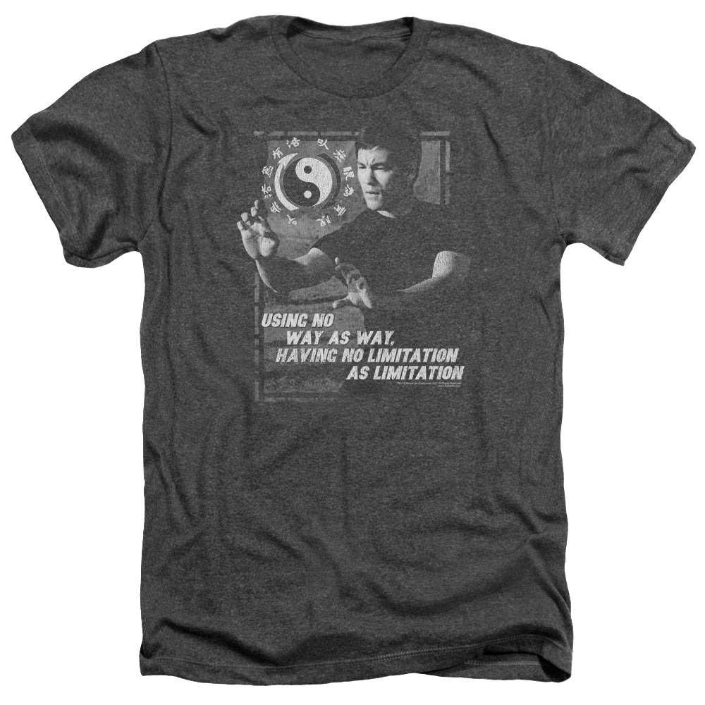 AN OFFCIALLY LICENSED BRUCE LEE NO WAY AS A WAY MEN'S HEATHER T-SHIRT CHARCOAL