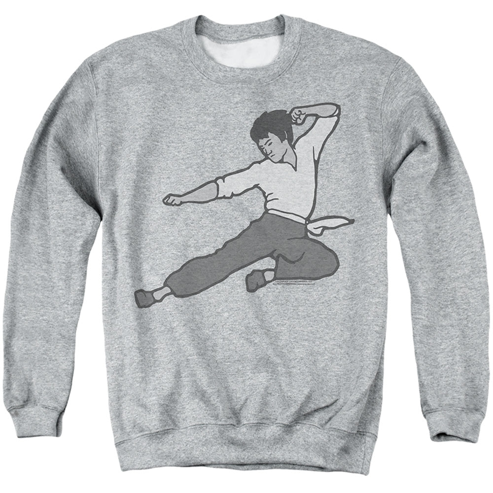 AN OFFCIALLY LICENSED BRUCE LEE THE SIGNATURE MOVE ADULT UNISEX CREWNECK SWEATSHIRT ATHLETIC HEATHER